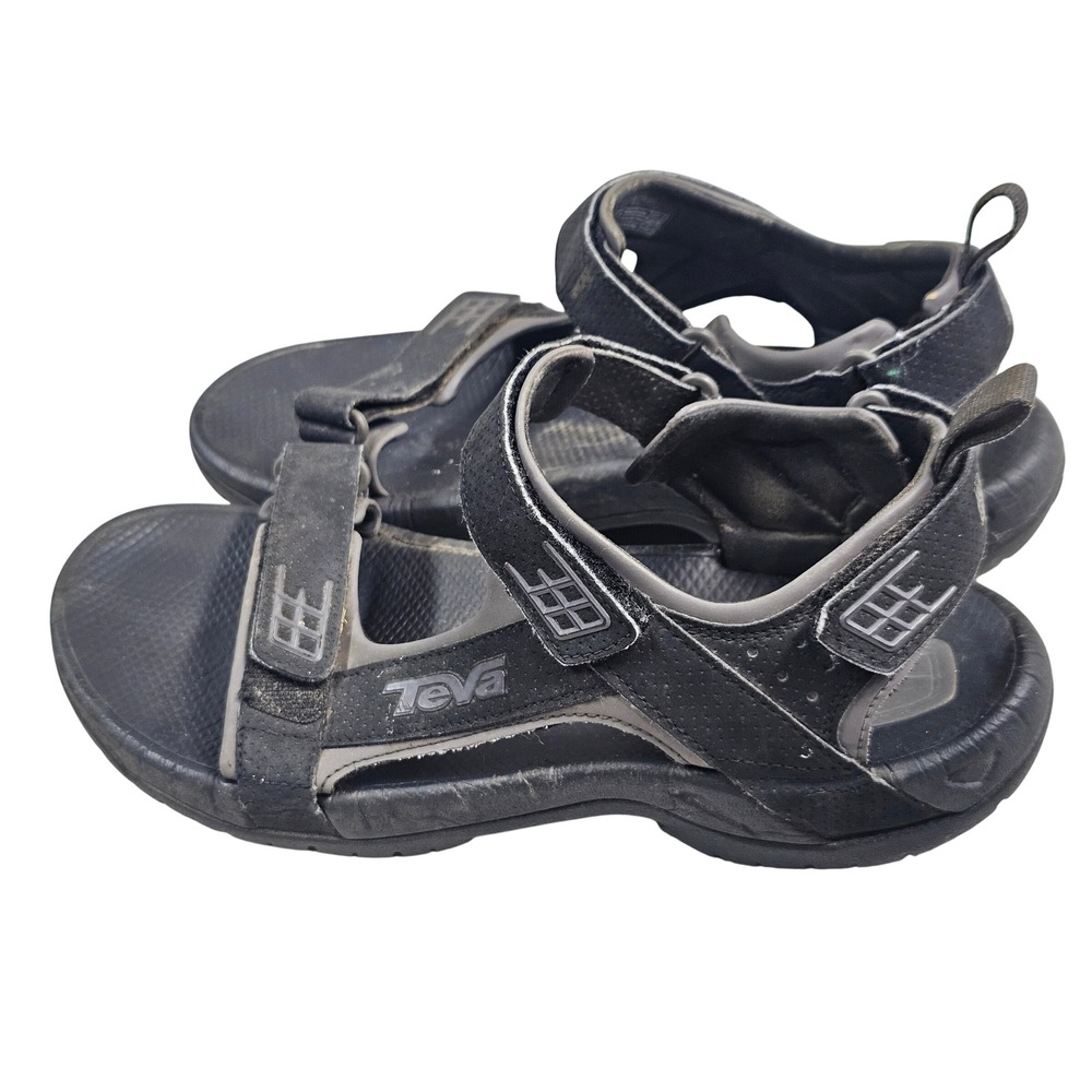Teva Men's Tanza Black Grey Sport Sandals Hiking Water Shoes 4239 Size 9